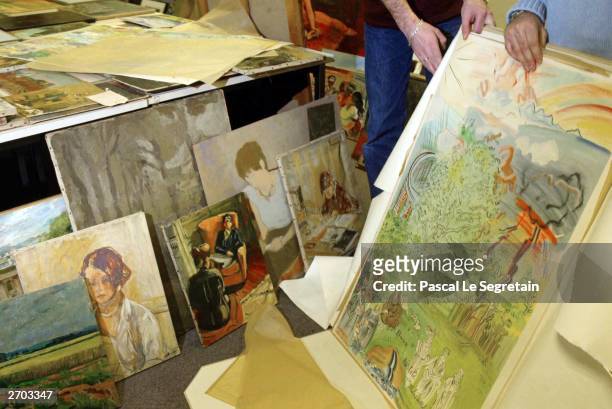 Raoul Dufy painting is seen November 6, 2003 in Nanterre outside of Paris, France. More than 250 stolen paintings were recovered by French Police on...