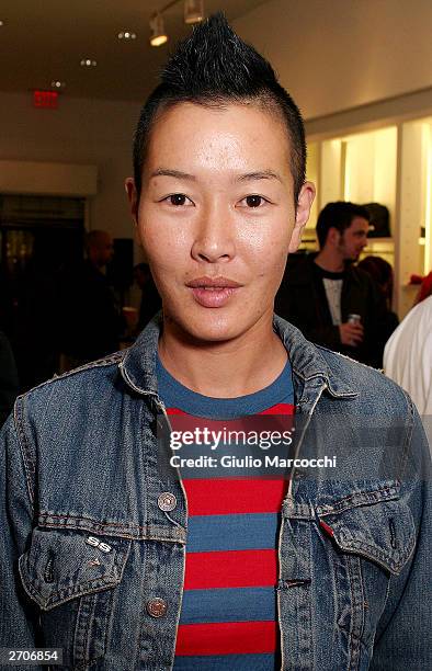 Top Model Jenny Shimizu attends A multi-media tribute to Rock 'n' Roll and young artists at Agnes B. On November 6, 2003 in Los Angeles, California.
