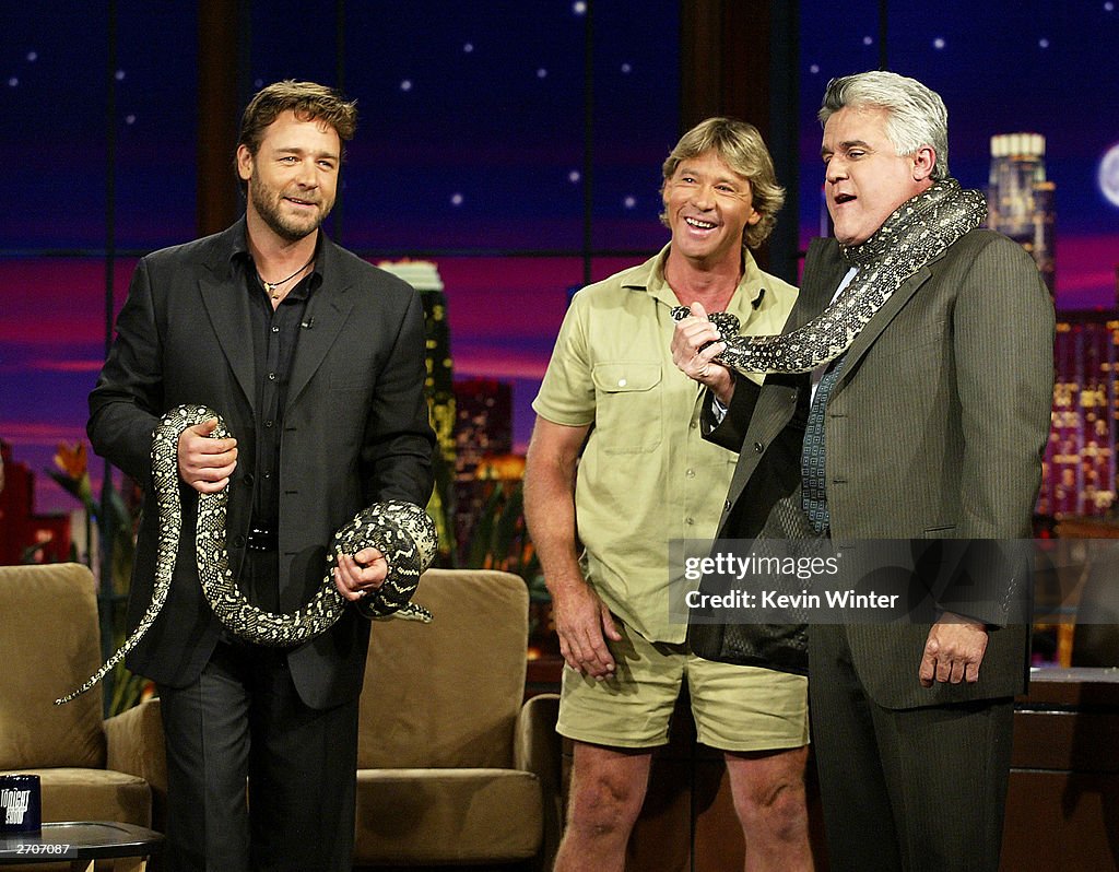 Russell Crowe, Steve Irwin and Jay Leno