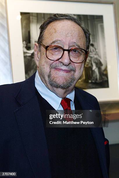 Photographer Arnold Newman attends the Slim Aarons Exhibition/Book Release Party at the Staley Wise Gallery November 6, 2003 in New York City.