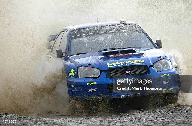 Tommi Makinen of Finland and Subaru in action during the Wales Rally GB at Margam Park on November 9, 2003 in Cardiff, Wales.