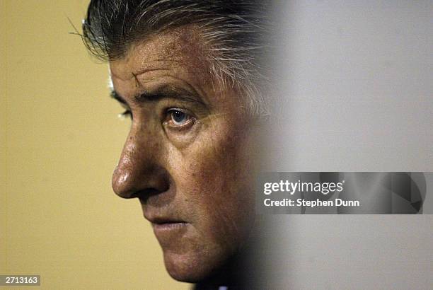 Head coach Sigi Schmidt of the Los Angeles Galaxy watches pregame introductions befgore their Major League Soccer Western Conference Semifinal game...