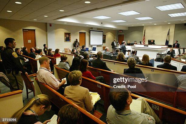 Defense attorney Peter Greenspun questions a witness as Prince William County Judge LeRoy F. Millette Jr. Listens during testimony in the trial of...