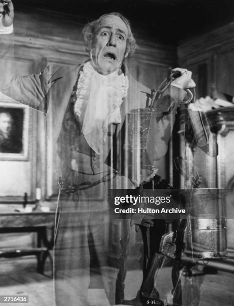 English actor Michael Hordern as Marley's Ghost in the film 'Scrooge', directed by Brian Desmond Hurst for Renown Studios.