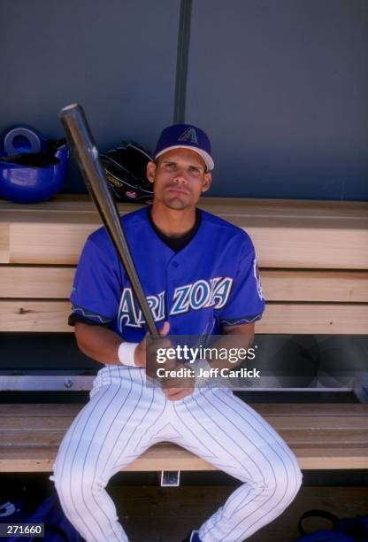 Edwin Diaz of the Arizona Diamondbacks looks on during a spring training game against the Chicago White Sox at the Tucson Electric Park in Tucson,...