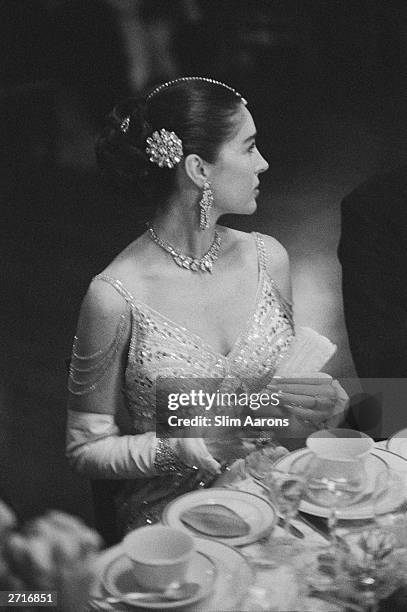 An unknown guest at a New Year's Eve party held at the Romanoff Restaurant in Hollywood, Los Angeles.