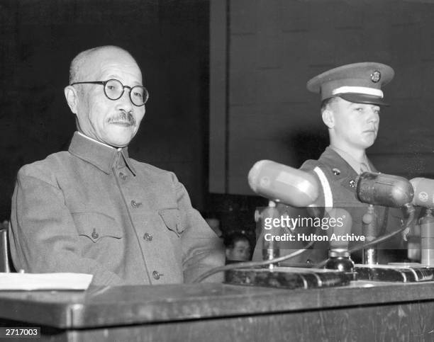 Hideki Tojo , former Japanese general, premier and war minister from December 2nd, 1941 to July takes the stand for the first time during the...