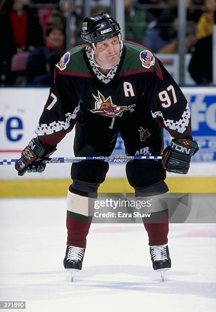 Center Jeremy Roenick of the Phoenix Coyotes in action during a game against the New Jersey Devils at the Continental Airlines Arena in East...