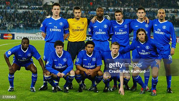 Chelsea team group taken before the UEFA Champions League Group G match between Lazio and Chelsea held on November 4, 2003 at the Stadio Olimpico, in...