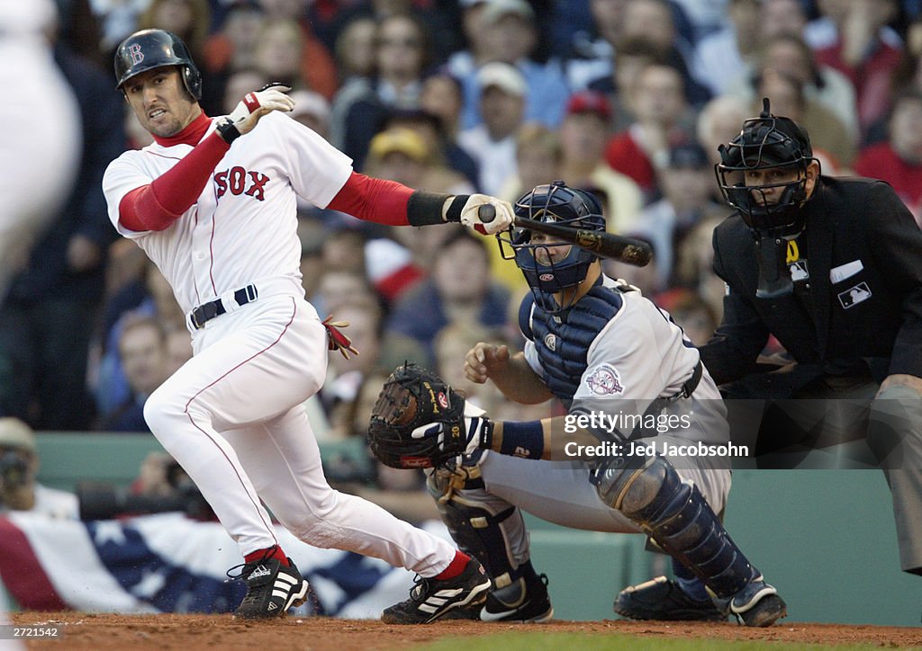 Nomar Garciaparra connects with a pitch 