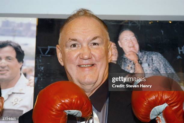 Ex-heavyweight boxer Chuck Wepner attends a press conference to announce a fifteen million dollar lawsuit against actor Sylvester Stallone over the...
