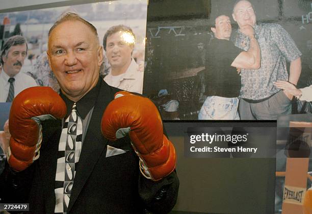 Ex-heavyweight boxer Chuck Wepner attends a press conference to announce a fifteen million dollar lawsuit against actor Sylvester Stallone over the...