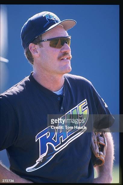 Wade Boggs of the Tampa Bay Devil Rays looks on during photo day at Al Lang Stadium in St. Petersburg, Florida. Mandatory Credit: Tom Hauck /Allsport