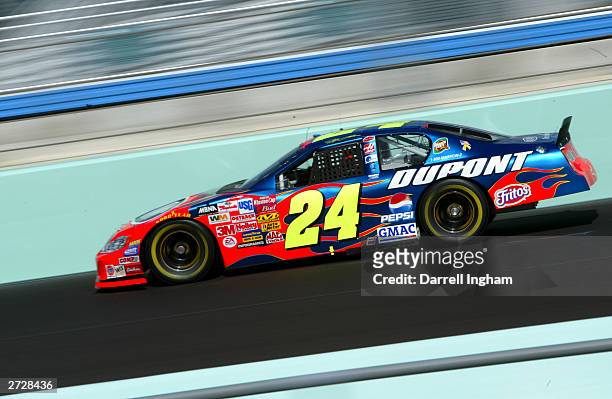 Jeff Gordon, driver of the DuPont Chevrolet, during qualifying for the NASCAR Winston Cup Ford 400, on November14, 2003 at Homestead-Miami...