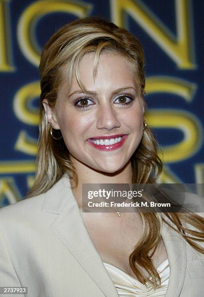 Actress Brittany Murphy speaks during the Hollywood Foreign Press Association press conference announcing Michael Douglas will be honored with the...