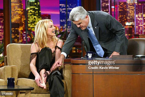 Singer Britney Spears appears on "The Tonight Show with Jay Leno" at the NBC Studios on November 17, 2003 in Burbank, California.