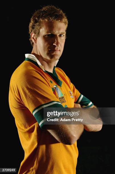 Justin Harrison poses for a portrait during Wallabies in lead up for the 2003 Rugby World Cup final at Wallabies Camp November 18, 2003 in Coffs...