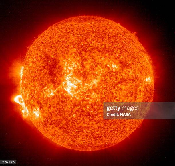 In this handout photo provided by NASA, a Solar and Heliospheric Observatory image shows Region 486 that unleashed a record flare last week November...