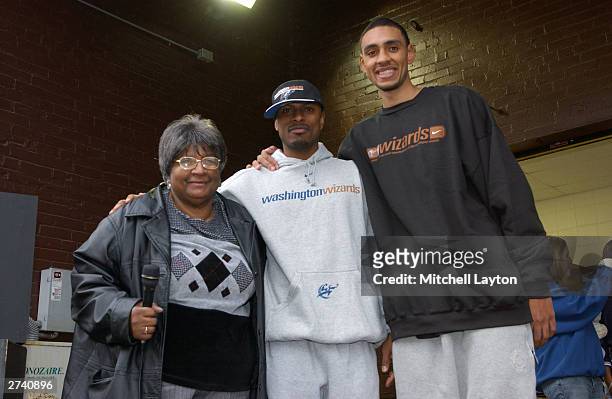 Mother Grace Calloway of the Greater Mount Cavalry Holy Church appears with Chris Whitney and Jared Jeffries of the Washington Wizards at the Chris...