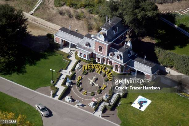 Michael Jackson's Neverland Ranch is shown November 18, 2003 outside of Santa Barbara, California. Police armed with a search warrant swarmed...