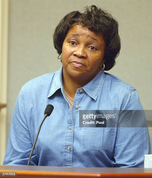 Aurolyn Marie Williams of Baton Rouge, Louisiana, Muhammad's sister, testifies during the penalty phase of the trial of convicted sniper John Allen...
