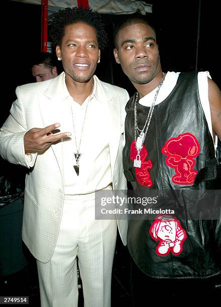 Host D.L. Hughley and comedian Tracy Morgan pose backstage at VH1's Big In 2003 Awards on November 20, 2003 at Universal City in Los Angeles,...