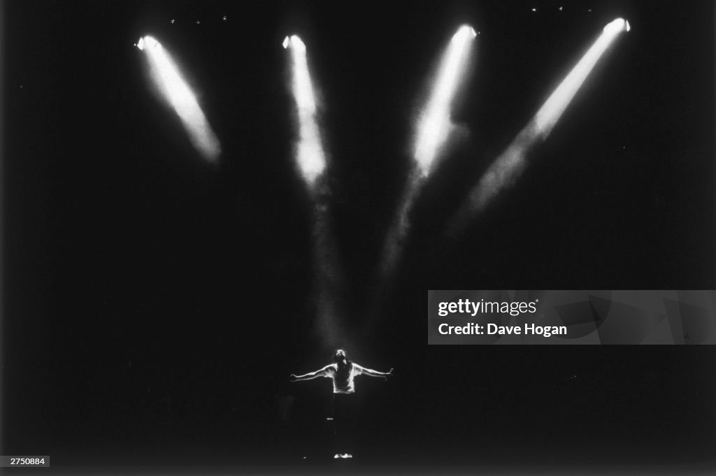 Michael Jackson performs on stage during his "BAD" concert tour...