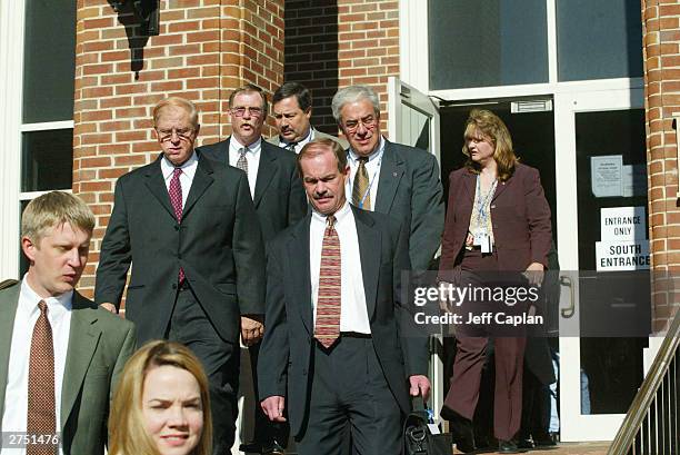 The prosecution team leaves the Virginia Beach Courthouse after the jury failed to agree on the death penalty or prison for convicted sniper John...