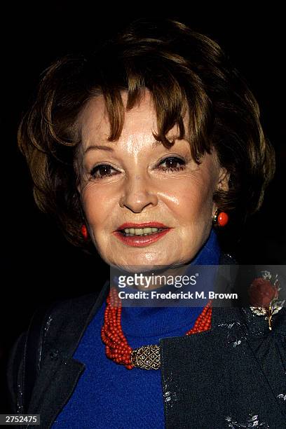 Actor Cora Sue Collins attends the Centennial Tribute to Bing Crosby at the Academy of Motion Picture Arts and Sciences on November 21, 2003 in...