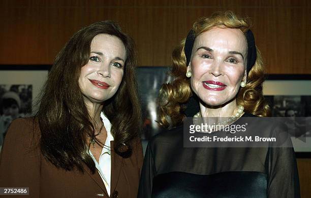 Mary Crosby and Kathryn Crosby attend the Centennial Tribute to Bing Crosby at the Academy of Motion Picture Arts and Sciences on November 21, 2003...