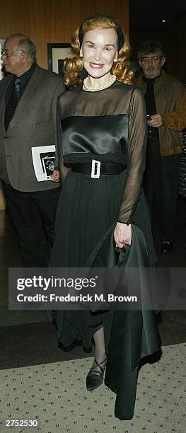 Kathryn Crosby attends the Centennial Tribute to Bing Crosby at the Academy of Motion Picture Arts and Sciences on November 21, 2003 in Beverly...