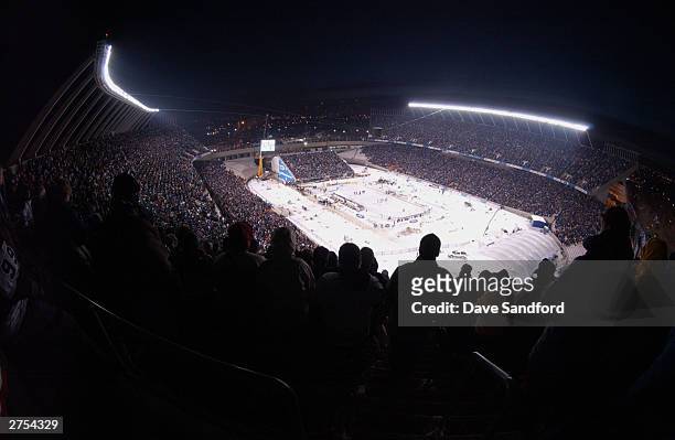General view of Commonwealth Stadium as the Montreal Canadiens take on the Edmonton Oilers during the Molson Canadien Heritage Classic on November...