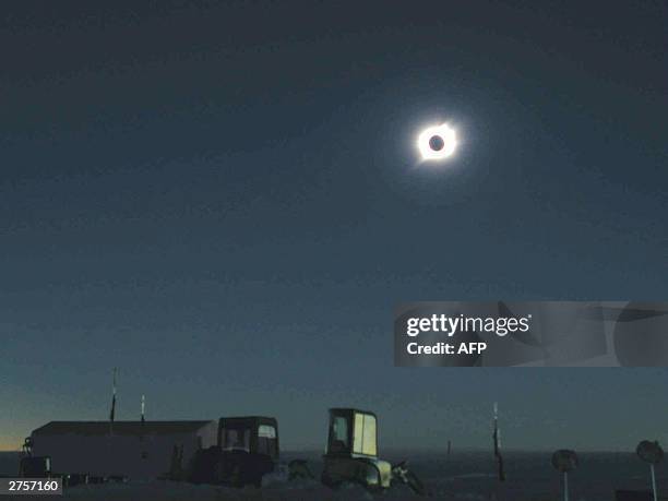 This wide view shows a picture released by the Japanese Antarctic observation team, 24 November 2003, of the solar eclipse taken from the Dome Fuji,...