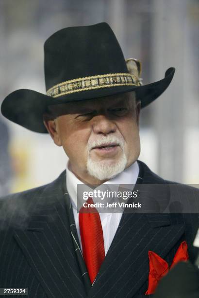 Hockey analyst Don Cherry after the Montreal Canadiens faced the Edmonton Oilers in the Molson Canadien Heritage Classic on November 22, 2003 at...