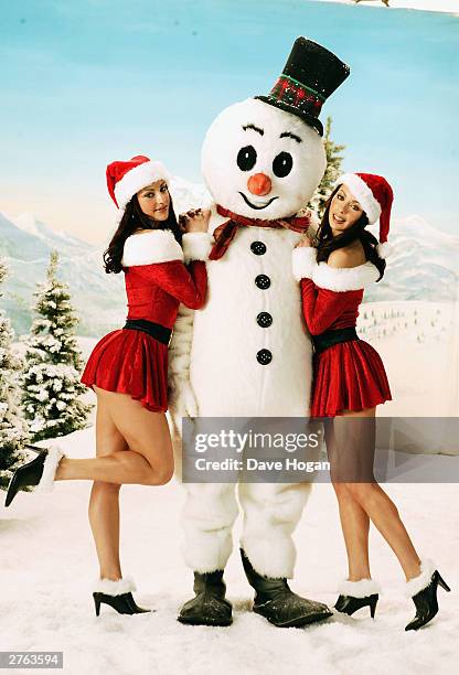 Singers Gabriela and Monica from The Cheeky Girls shoot their christmas video for the single "Have A Cheeky Christmas" at the Asylum Studios on...