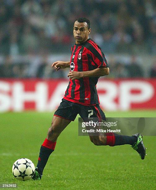 Cafu of AC Milan in action during the UEFA Champions League Group H match between Ajax and AC Milan on November 26, 2003 in Amsterdam, Netherlands.