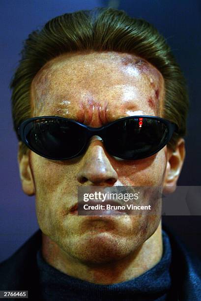 Madame Tussauds unveils new Arnold Schwarzenegger Terminator 3 waxwork model on November 28, 2003 at the Virgin Megastore, in Oxford Street, in...