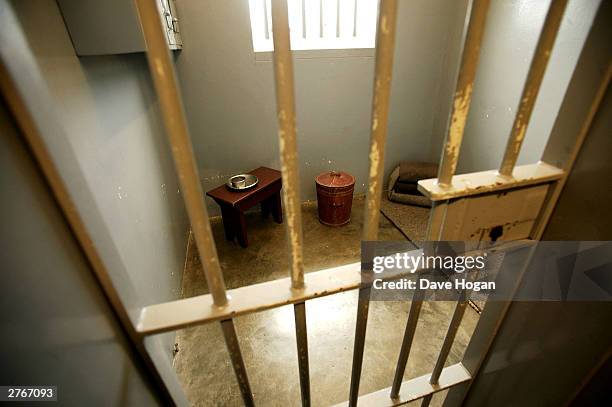 View of Nelson Mandela's former prison cell is seen on November 28, 2003 on Robben Island, off the coast of Cape Town, South Africa.. Nelson Mandela...