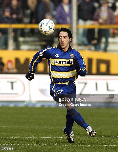 Morfeo of Parma is shown during the Italian Serie A 11th round match between Parma and Chievo Verona at Ennio Tardini Stadium November 30, 2003 in...