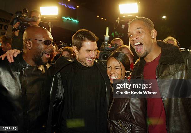 Singer Isaac Hayes, actors Tom Cruise, Jada Pinkett and Will Smith attend the WB's premiere of "The Last Samurai" at the Mann's Village Theatre,...