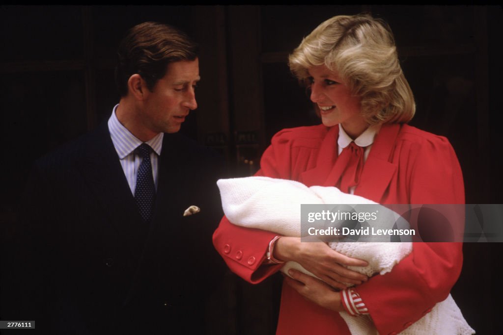 Diana Princess of Wales and Prince Charles with new born Prince Harry