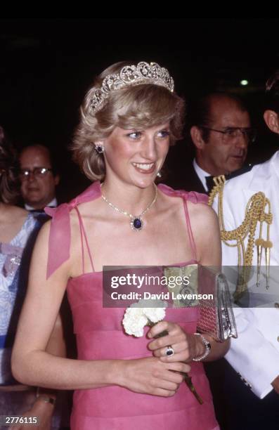 Diana Princess of Wales arrives at the Crest Hotel in Brisbane, Australia on April 10, 1983 for a reception during the Royal Tour of Australia. Diana...