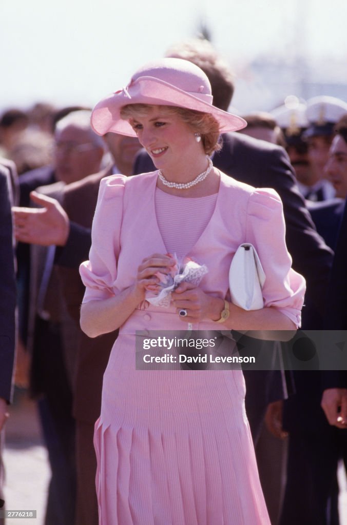 Diana Princess of Wales arrives in Sicily 