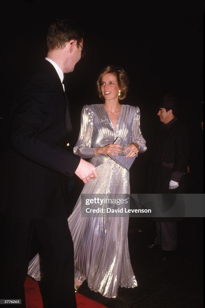Diana Princess of Wales arrives at the Grosvenor House Hotel in London for a Fashion show
