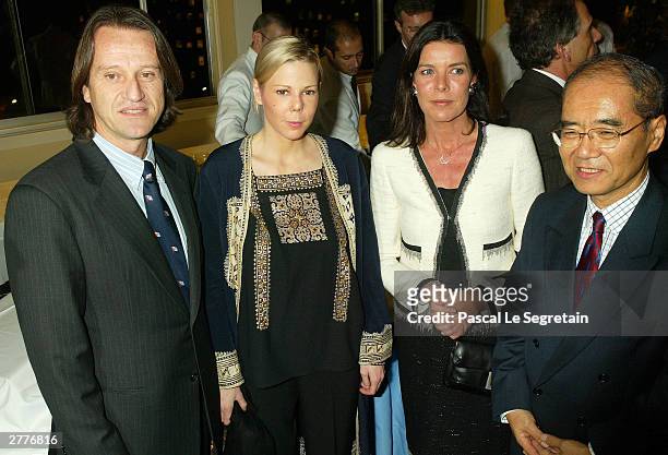Princess Caroline of Monaco poses with Koichiro Matsuura and Princess Kalina of Bulgaria with her husband Kitin Munoz after Princess Caroline of...