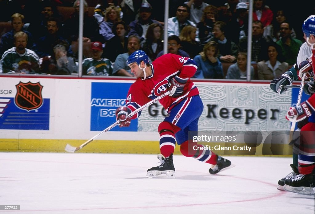 Rightwinger Stephane Richer of the Montreal Canadiens moves down the ...
