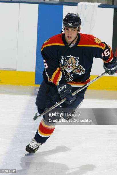 Center Nathan Horton of the Florida Panthers warms up prior to NHL action against the Tampa Bay Lightning on November 11, 2003 at the Office Depot...