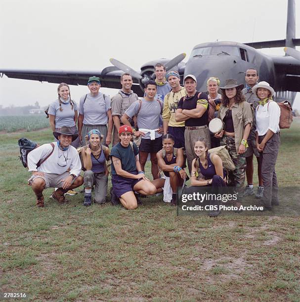 Promotional portrait of the contestants from the television series, 'Survivor:The Australian Outback' shortly after their arrival, Australia, 2001....