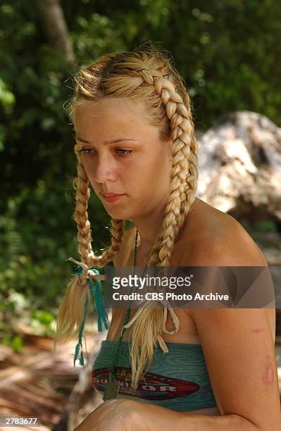 Contestant Christa Hastie of the Drake tribe in a still from the television series, 'Survivor: Pearl Islands,' 2003.