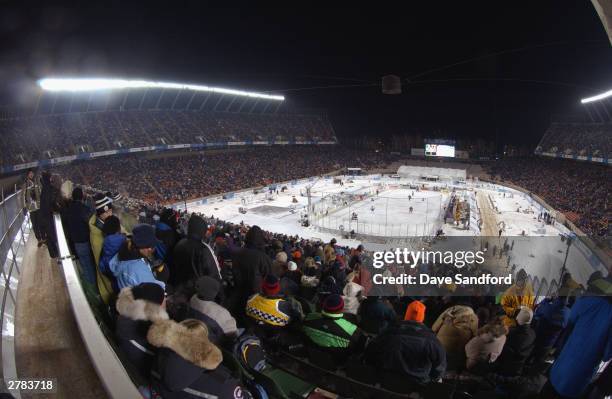 General view of Commonwealth Stadium for the game between the Edmonton Oilers and the Montreal Canadiens during the Molson Canadien Heritage Classic...